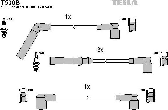 TESLA T530B - Комплект проводів запалювання autocars.com.ua