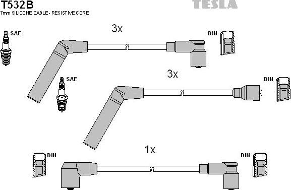 TESLA T532B - Комплект проводов зажигания avtokuzovplus.com.ua