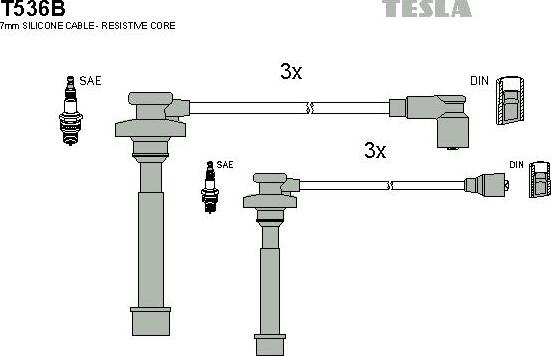 TESLA T536B - Комплект проводів запалювання autocars.com.ua