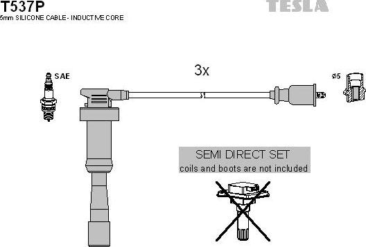 TESLA T537P - Комплект проводов зажигания avtokuzovplus.com.ua