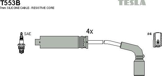 TESLA T553B - Комплект проводов зажигания autodnr.net