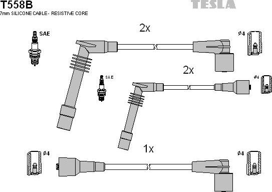 TESLA T558B - Комплект проводів запалювання autocars.com.ua