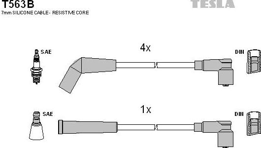 TESLA T563B - Комплект проводів запалювання autocars.com.ua