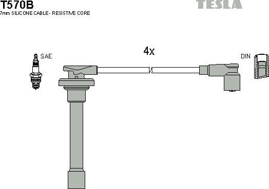 TESLA T570B - Комплект проводов зажигания avtokuzovplus.com.ua