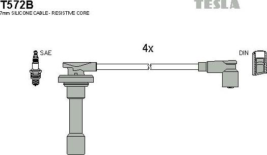 TESLA T572B - Комплект кабелiв запалювання autocars.com.ua