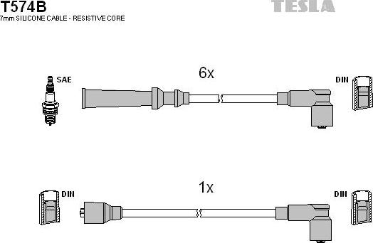 TESLA T574B - Комплект проводів запалювання autocars.com.ua