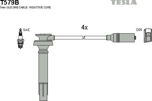 TESLA T579B - Комплект проводів запалювання autocars.com.ua