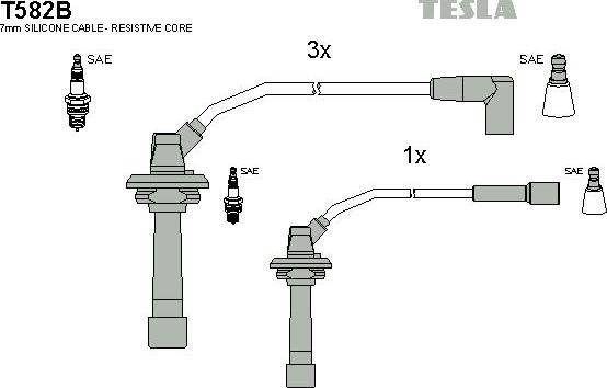 TESLA T582B - Комплект проводів запалювання autocars.com.ua