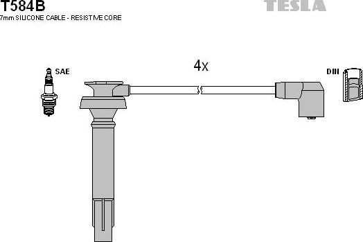 TESLA T584B - Комплект проводів запалювання autocars.com.ua