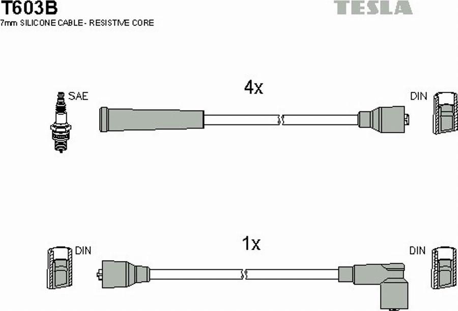 TESLA T603B - Комплект проводов зажигания avtokuzovplus.com.ua