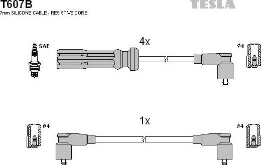 TESLA T607B - Комплект проводов зажигания avtokuzovplus.com.ua