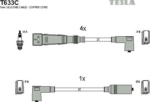 TESLA T633C - Комплект кабелiв запалювання autocars.com.ua