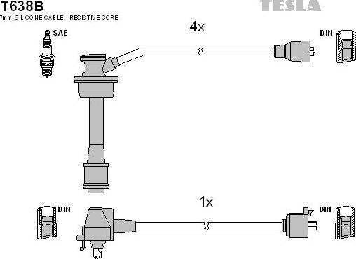 TESLA T638B - Комплект проводов зажигания avtokuzovplus.com.ua