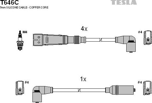 TESLA T646C - Комплект проводів запалювання autocars.com.ua