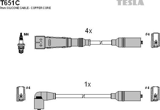 TESLA T651C - Комплект проводів запалювання autocars.com.ua