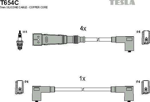 TESLA T654C - Комплект кабелiв запалювання autocars.com.ua