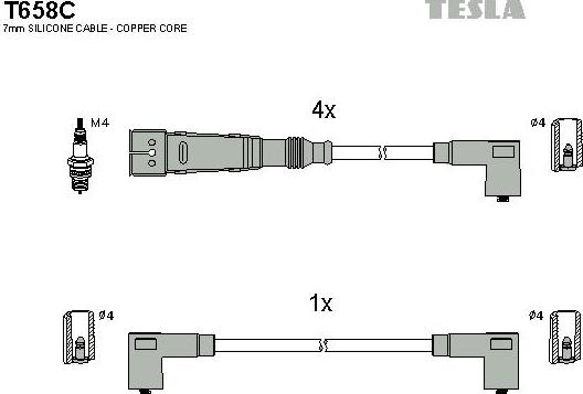 TESLA T658C - Комплект кабелiв запалювання autocars.com.ua