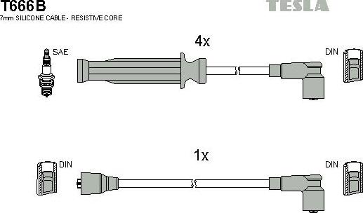 TESLA T666B - Комплект проводов зажигания autodnr.net
