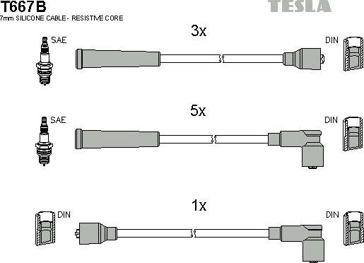 TESLA T667B - Комплект проводов зажигания avtokuzovplus.com.ua