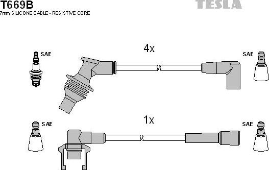 TESLA T669B - Комплект проводів запалювання autocars.com.ua