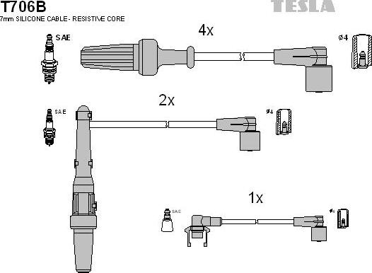TESLA T706B - Комплект проводів запалювання autocars.com.ua