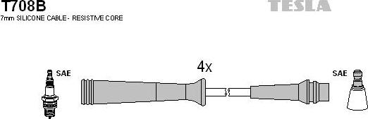 TESLA T708B - Комплект проводів запалювання autocars.com.ua