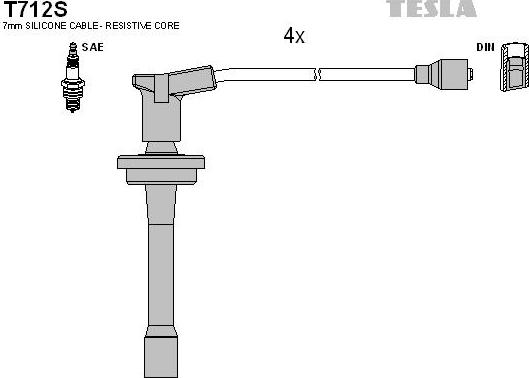 TESLA T712S - Комплект проводов зажигания avtokuzovplus.com.ua