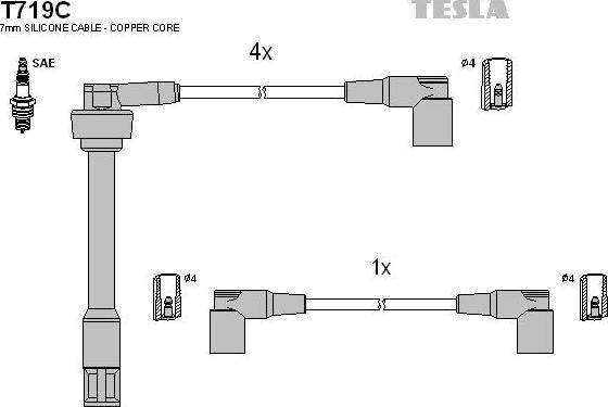 TESLA T719C - Комплект проводів запалювання autocars.com.ua