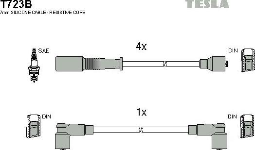 TESLA T723B - Комплект кабелiв запалювання autocars.com.ua