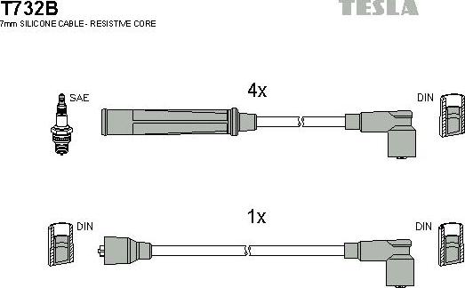 TESLA T732B - Комплект кабелiв запалювання autocars.com.ua