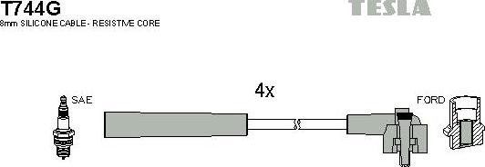 TESLA T744G - Комплект проводов зажигания avtokuzovplus.com.ua