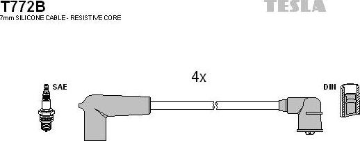 TESLA T772B - Комплект проводів запалювання autocars.com.ua