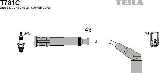 TESLA T781C - Комплект проводов зажигания avtokuzovplus.com.ua