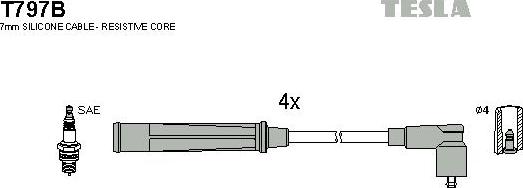 TESLA T797B - Комплект проводів запалювання autocars.com.ua