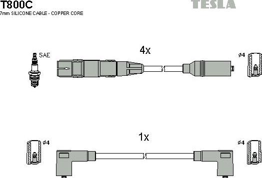 TESLA T800C - Комплект проводов зажигания autodnr.net