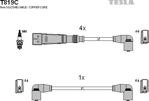 TESLA T819C - Комплект проводів запалювання autocars.com.ua