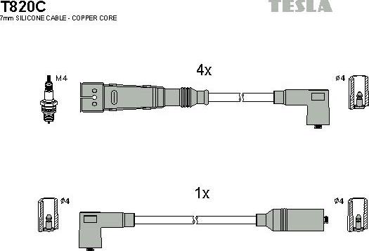 TESLA T820C - Комплект кабелiв запалювання autocars.com.ua