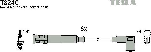 TESLA T824C - Комплект проводів запалювання autocars.com.ua