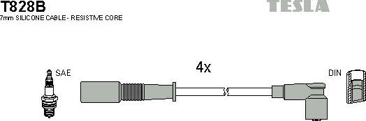 TESLA T828B - Комплект проводів запалювання autocars.com.ua