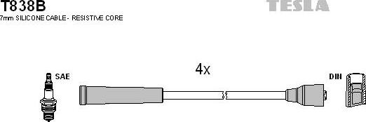 TESLA T838B - Комплект проводів запалювання autocars.com.ua