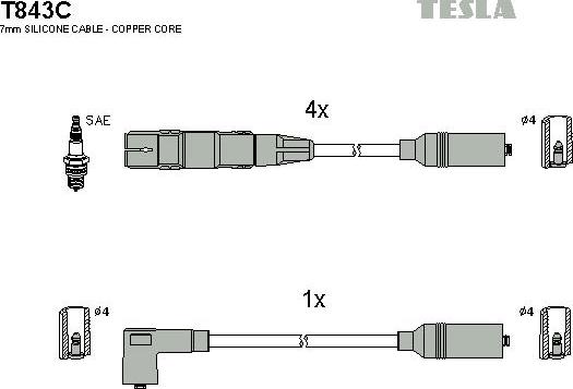 TESLA T843C - Комплект проводов зажигания autodnr.net