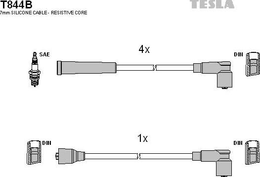 TESLA T844B - Комплект проводов зажигания avtokuzovplus.com.ua