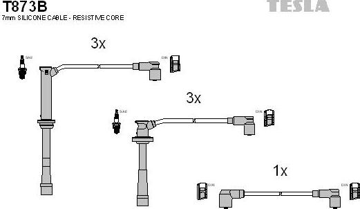 TESLA T873B - Комплект проводів запалювання autocars.com.ua