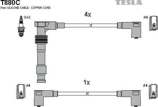TESLA T880C - Комплект проводов зажигания autodnr.net