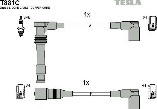 TESLA T881C - Комплект проводов зажигания autodnr.net