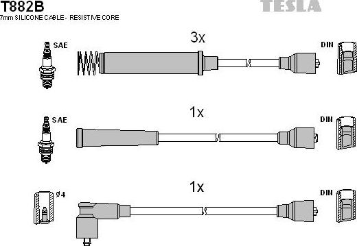 TESLA T882B - Комплект проводов зажигания autodnr.net