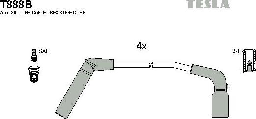 TESLA T888B - Комплект проводов зажигания avtokuzovplus.com.ua