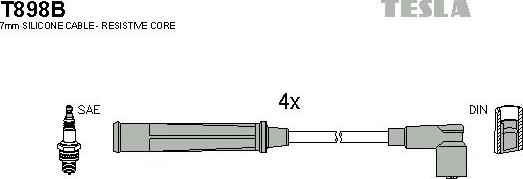 TESLA T898B - Комплект проводів запалювання autocars.com.ua