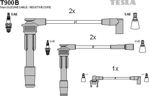 TESLA T900B - Комплект проводів запалювання autocars.com.ua