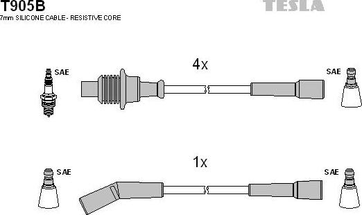 TESLA T905B - Комплект проводів запалювання autocars.com.ua